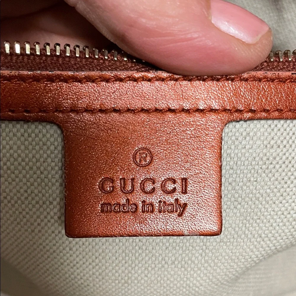Gucci red GG logo with gold horsebit and gold bamboo heart charms Leather Tote - Picture 6 of 15